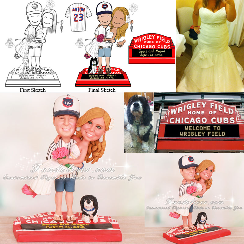 Standing on the Chicago Cubs Wrigley Field Marquee Cake Toppers